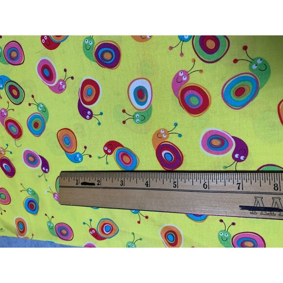 Colorful Snail Trails Cotton Fabric Studio E 18"x21" Bright Yellow Multicolor Sn - Picture 4 of 10